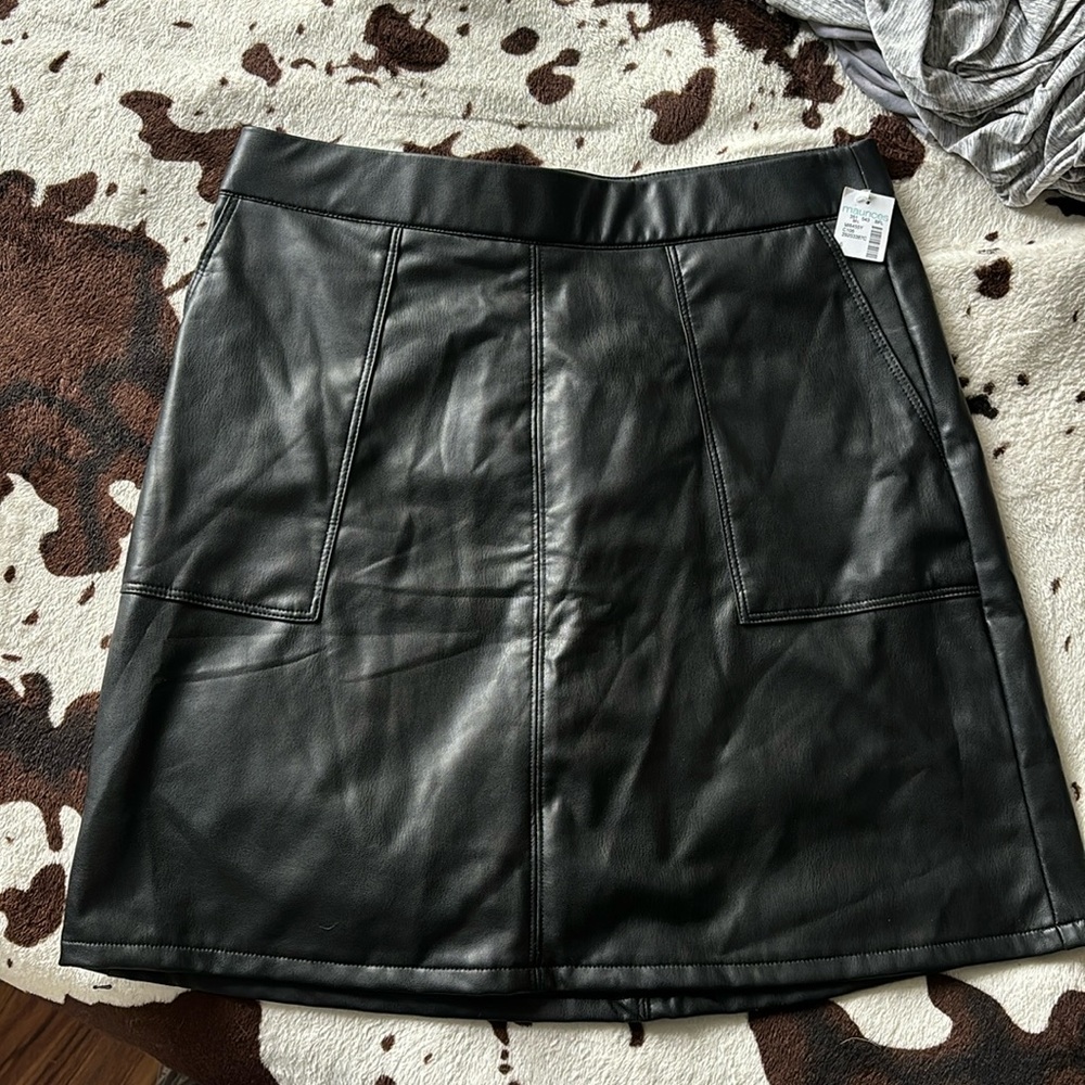Leather high waist skirt